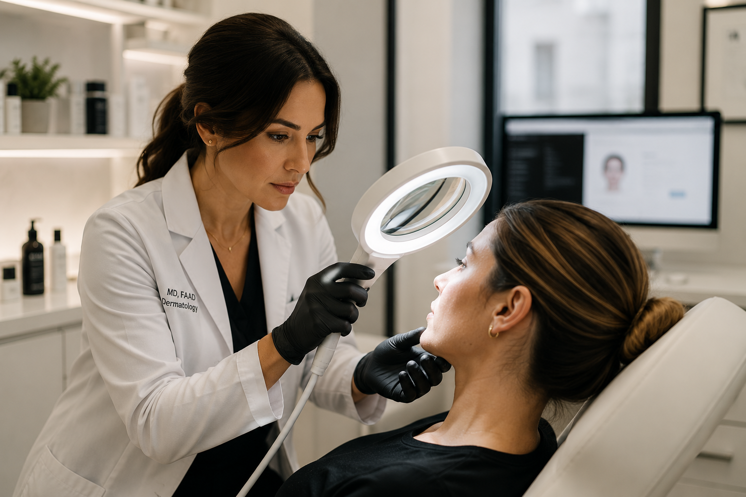 Dentist examining a patient at Smile Design Dentistry