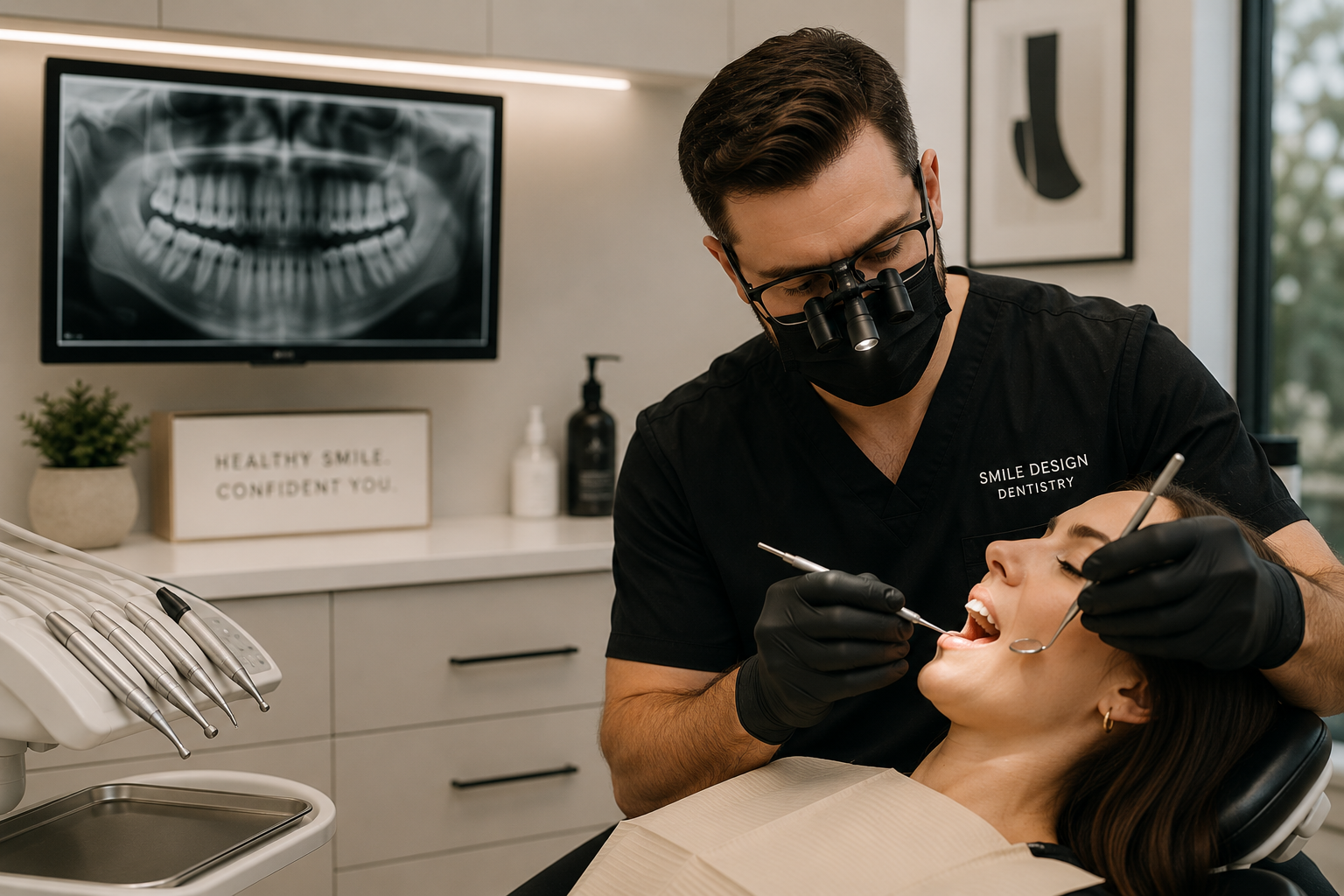 Dermatologist examining a patient's skin
